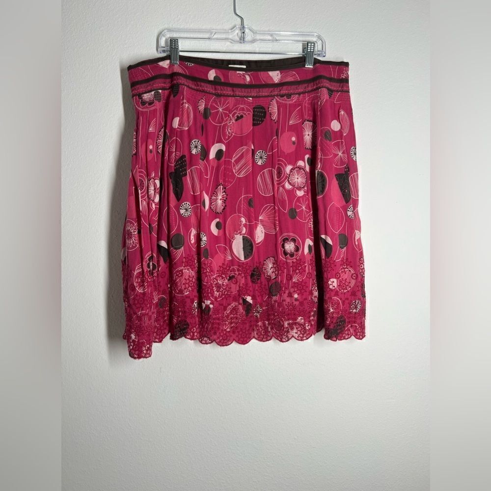 Mantaray Faithful & True Bohemian Embroidered Pink Lined Skirt Size 14